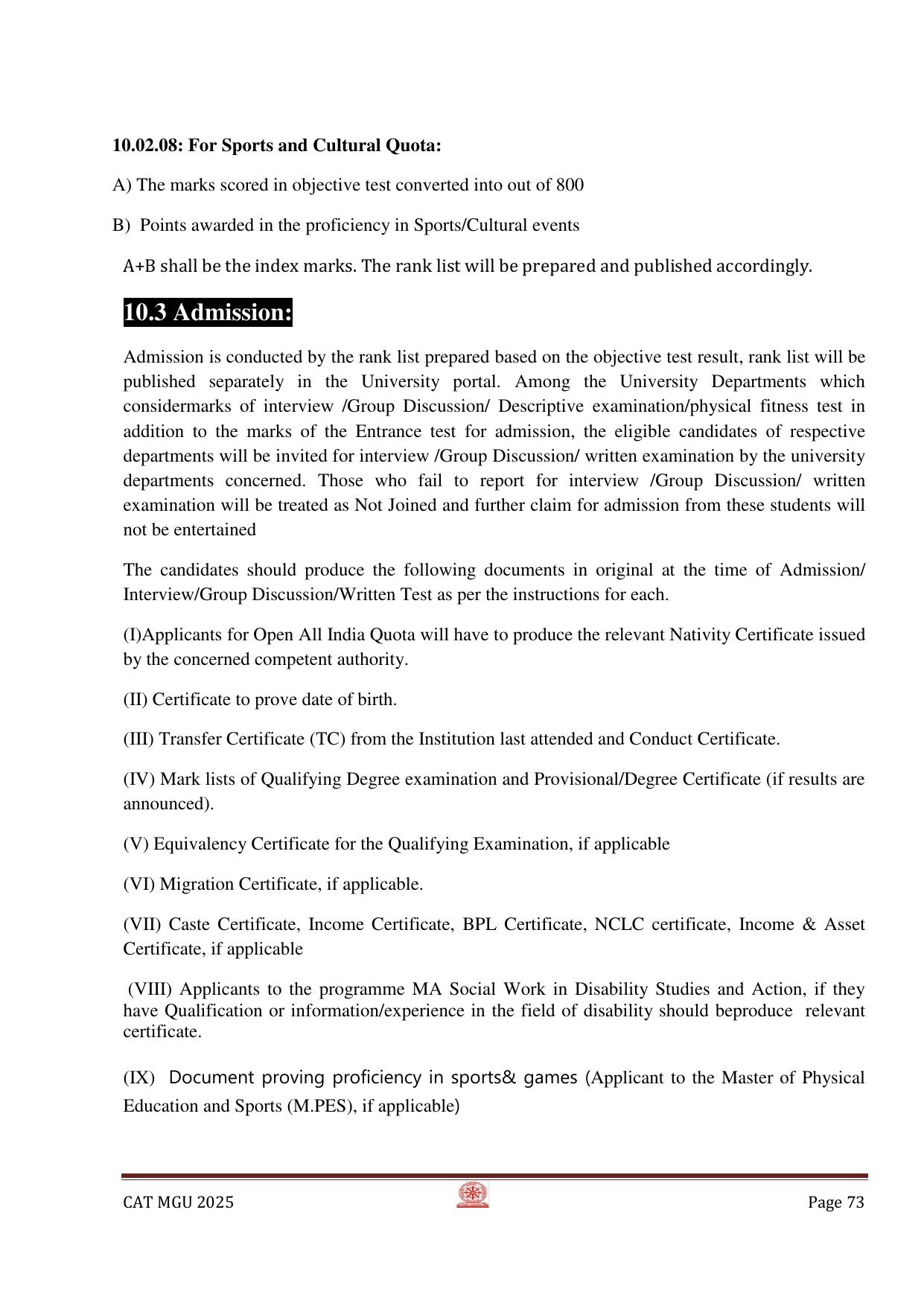 MGU CAT 2025 Syllabus - Page 73