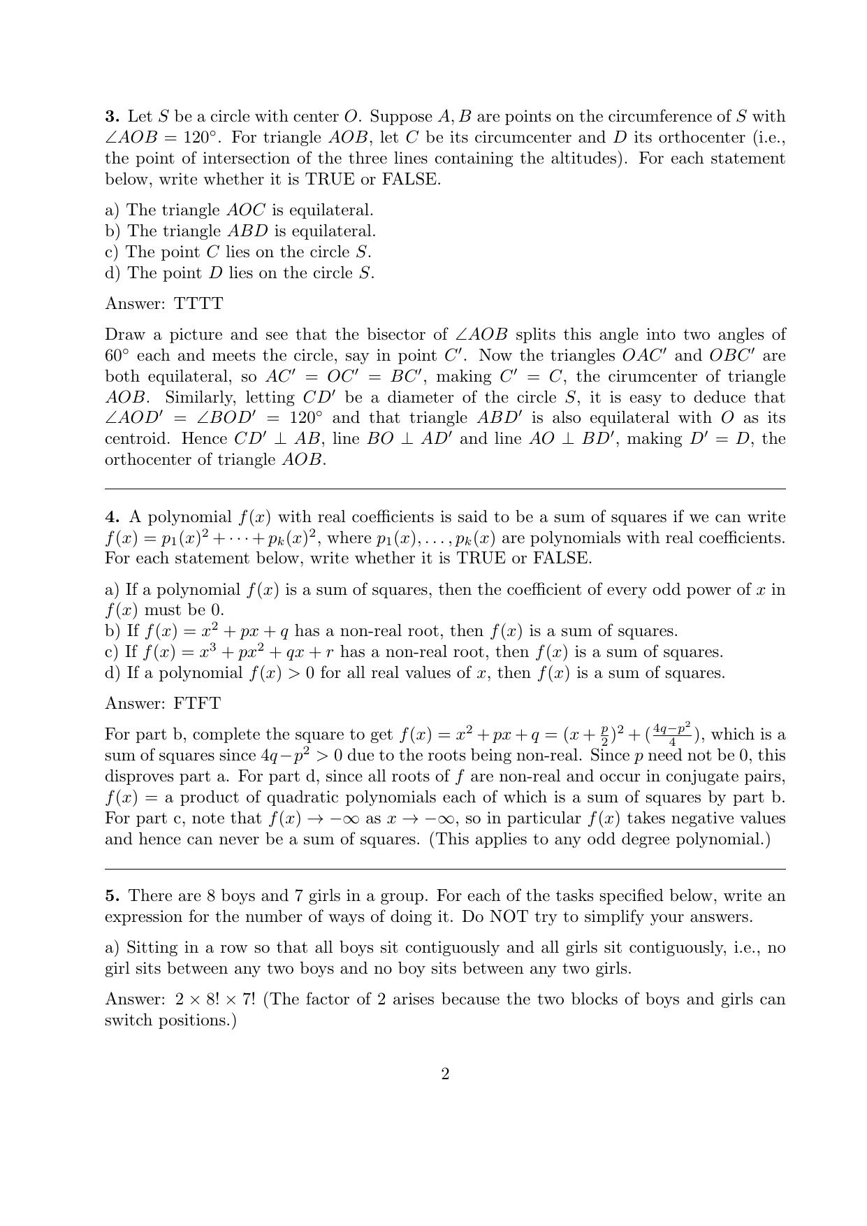 CMI Entrance Exam 2013 Solutions B.Sc (Hons.) Mathematics and Computer Science - Page 2
