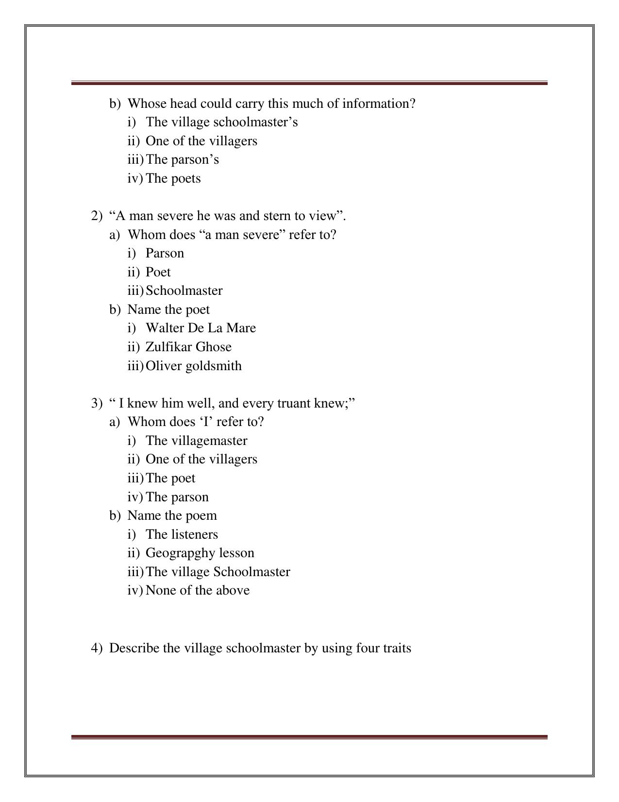 CBSE Class 8 English Worksheet on Literature Part A Assignment - Page 4