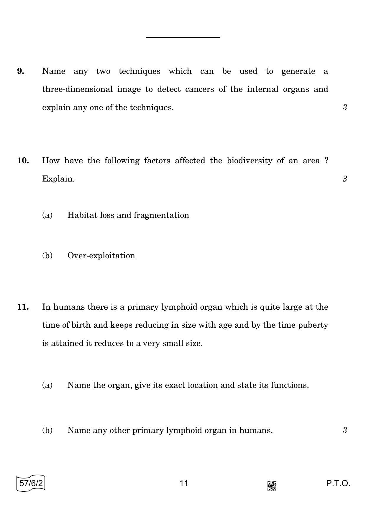 CBSE Class 12 57-6-2 BIOLOGY 2022 Compartment Question Paper - Page 11