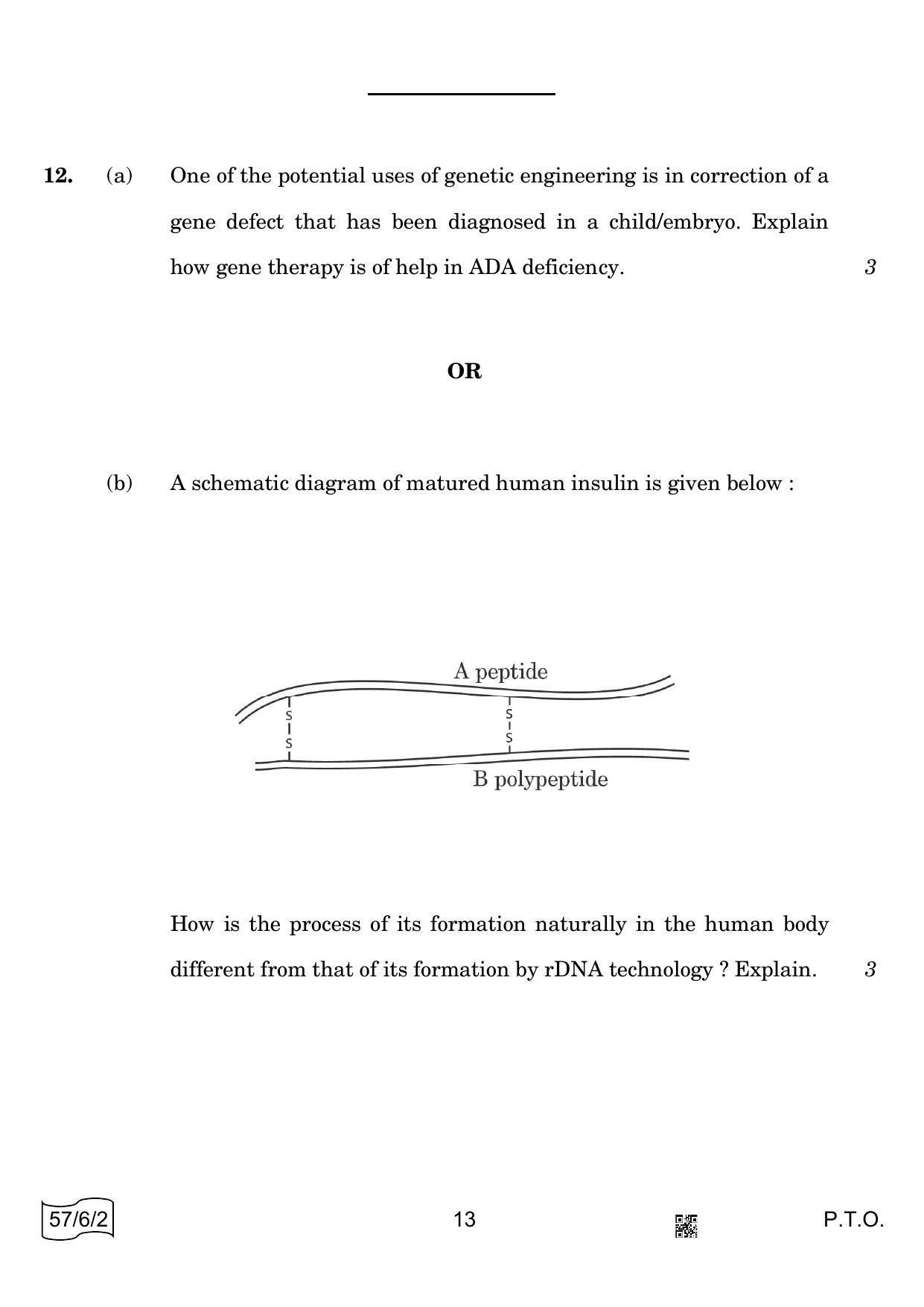 CBSE Class 12 57-6-2 BIOLOGY 2022 Compartment Question Paper - Page 13