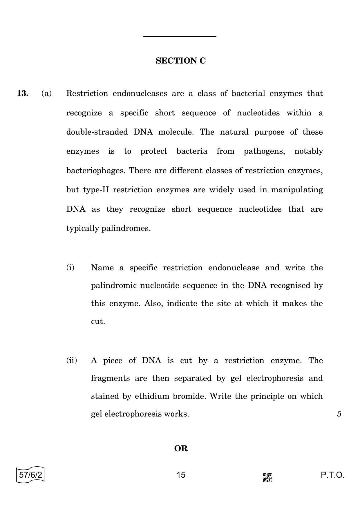 CBSE Class 12 57-6-2 BIOLOGY 2022 Compartment Question Paper - Page 15