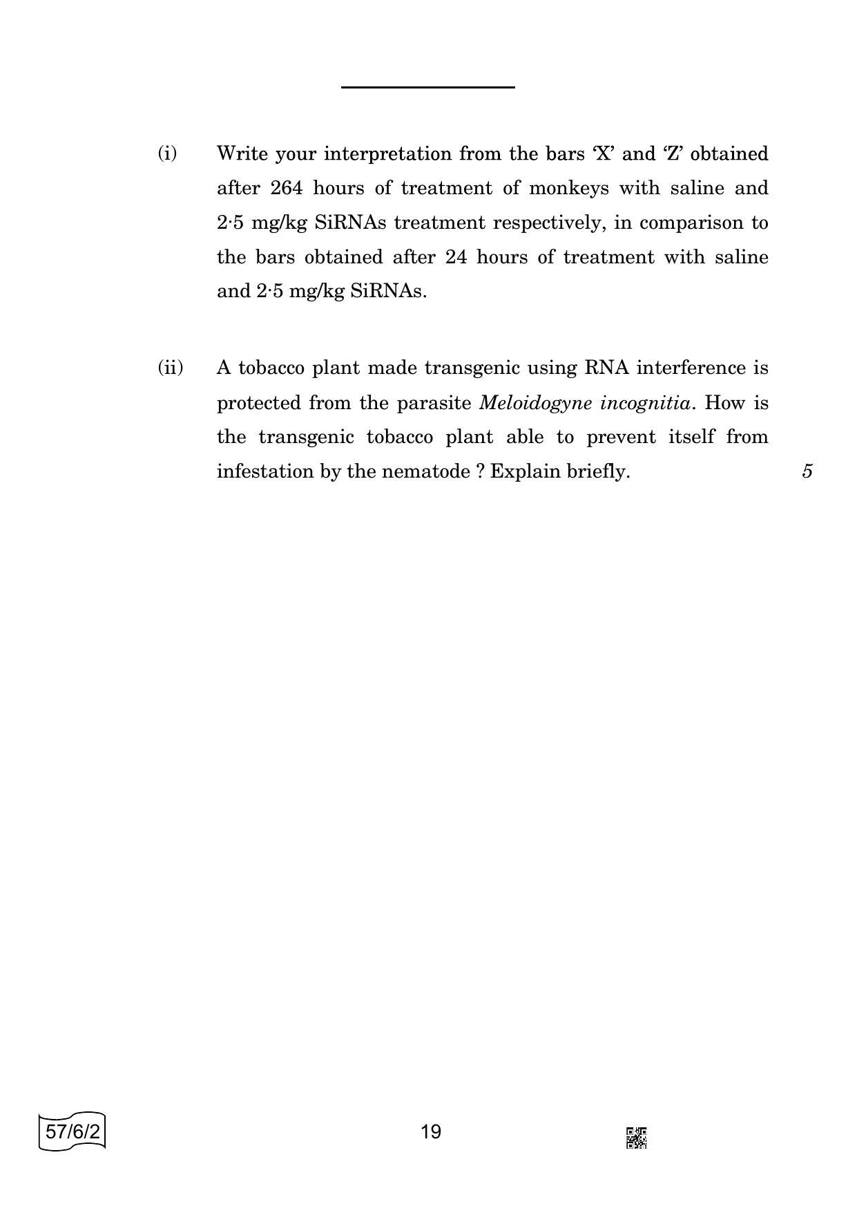 CBSE Class 12 57-6-2 BIOLOGY 2022 Compartment Question Paper - Page 19