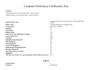 MP CPCT 27 December 2021 Question Paper Shift 2