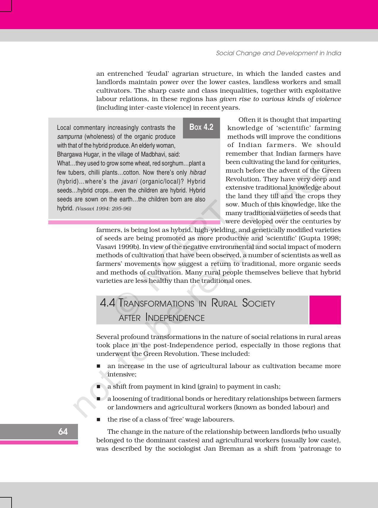 NCERT Book for Class 12 Sociology (Social Change and Development in India) Chapter 4 Change and Development in Rural Society - Page 10