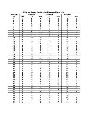 KEAM Paper I 2013 Answer Key