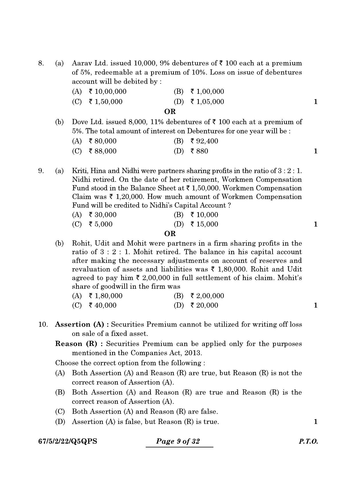 CBSE Class 12 67-5-2 Accountancy 2024 Question Paper - Page 9