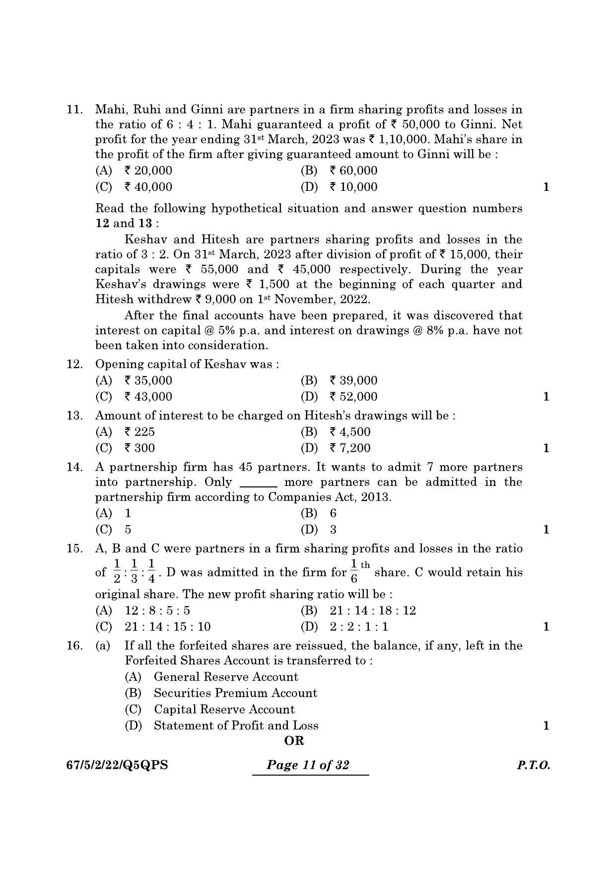 CBSE Class 12 67-5-2 Accountancy 2024 Question Paper - Page 11