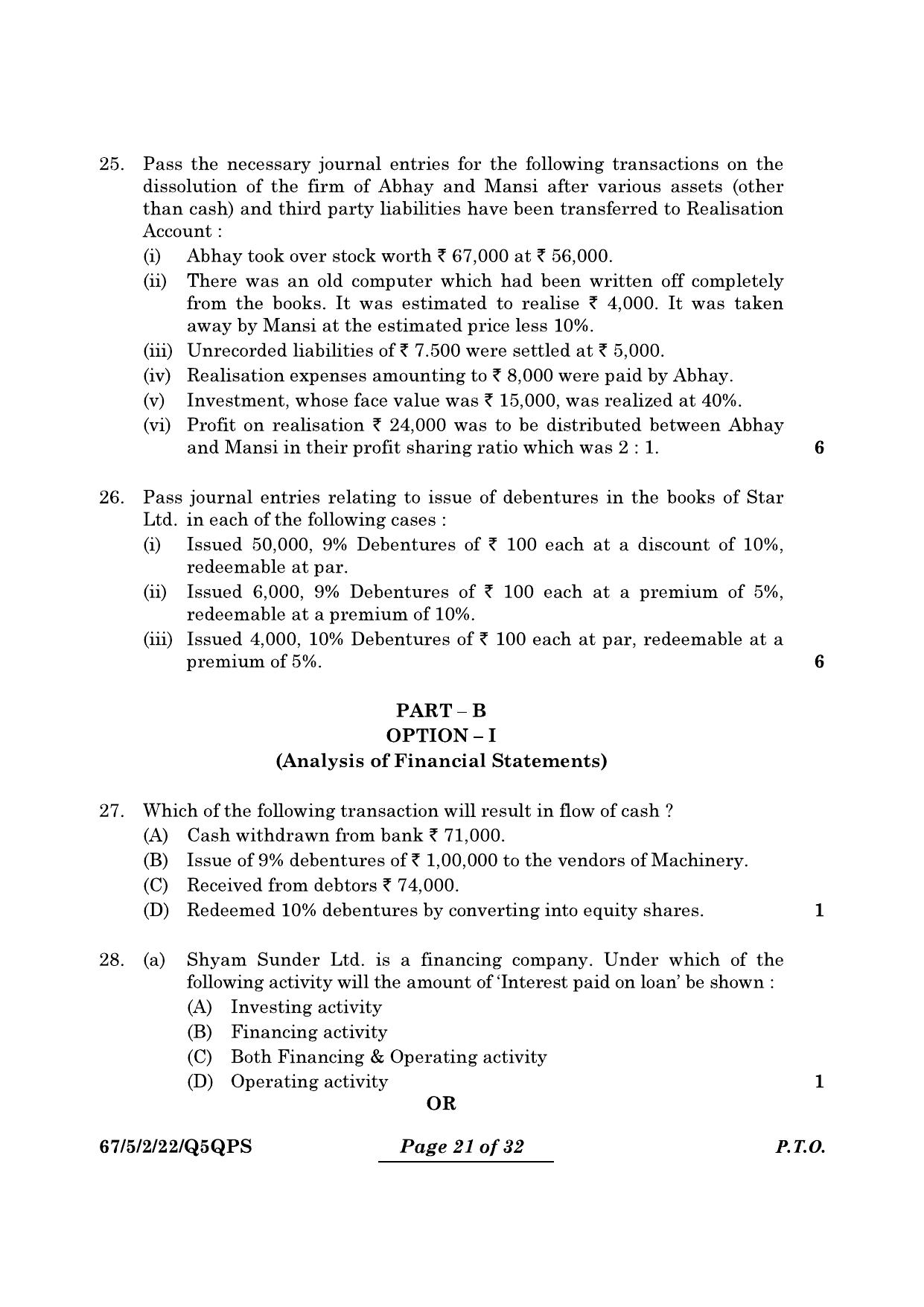 CBSE Class 12 67-5-2 Accountancy 2024 Question Paper - Page 21