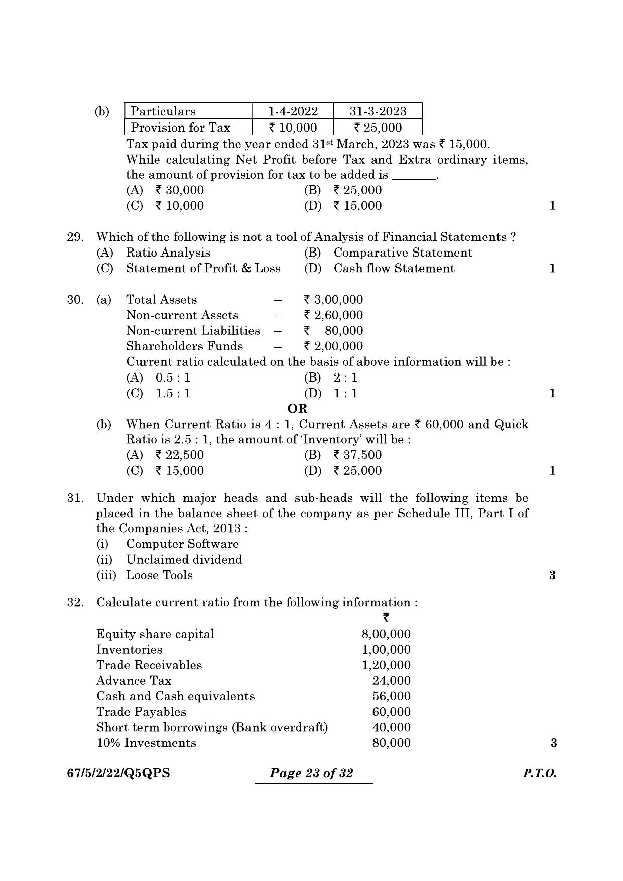 CBSE Class 12 67-5-2 Accountancy 2024 Question Paper - Page 23