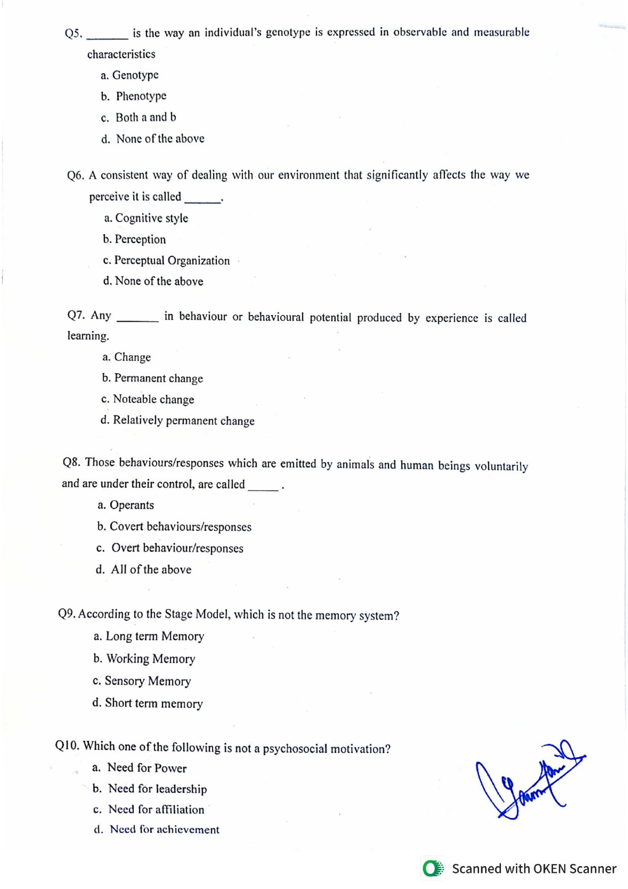 JKBOSE Class 11 Psychology Model Question Paper - Page 2