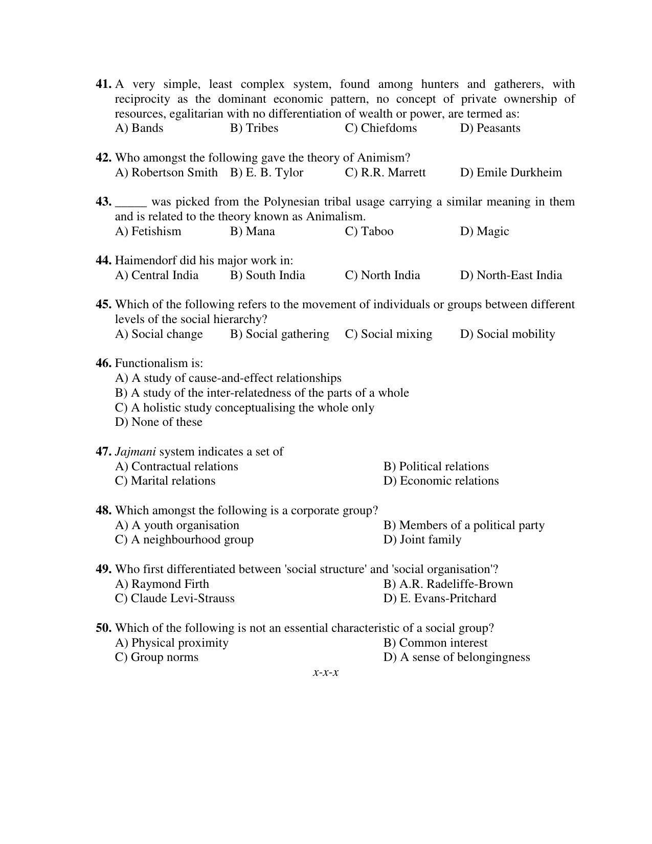 PU MPET Anthropology 2018 Question Papers - Page 4