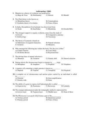 PU MPET Anthropology 2018 Question Papers