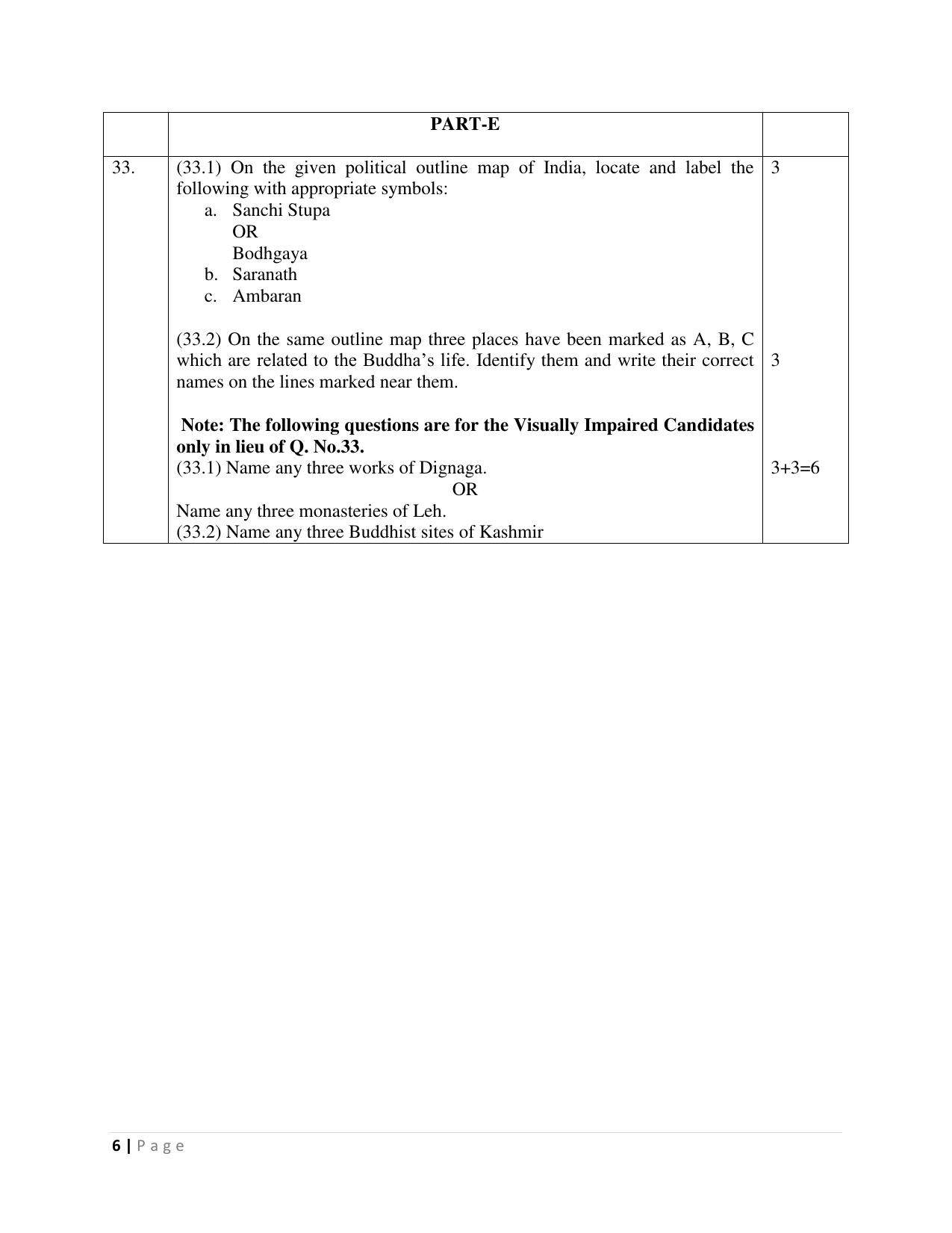 JKBOSE Class 12 Budhist Studies Model Question Paper - Page 6