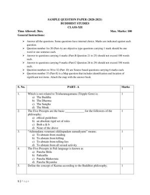 JKBOSE Class 12 Budhist Studies Model Question Paper