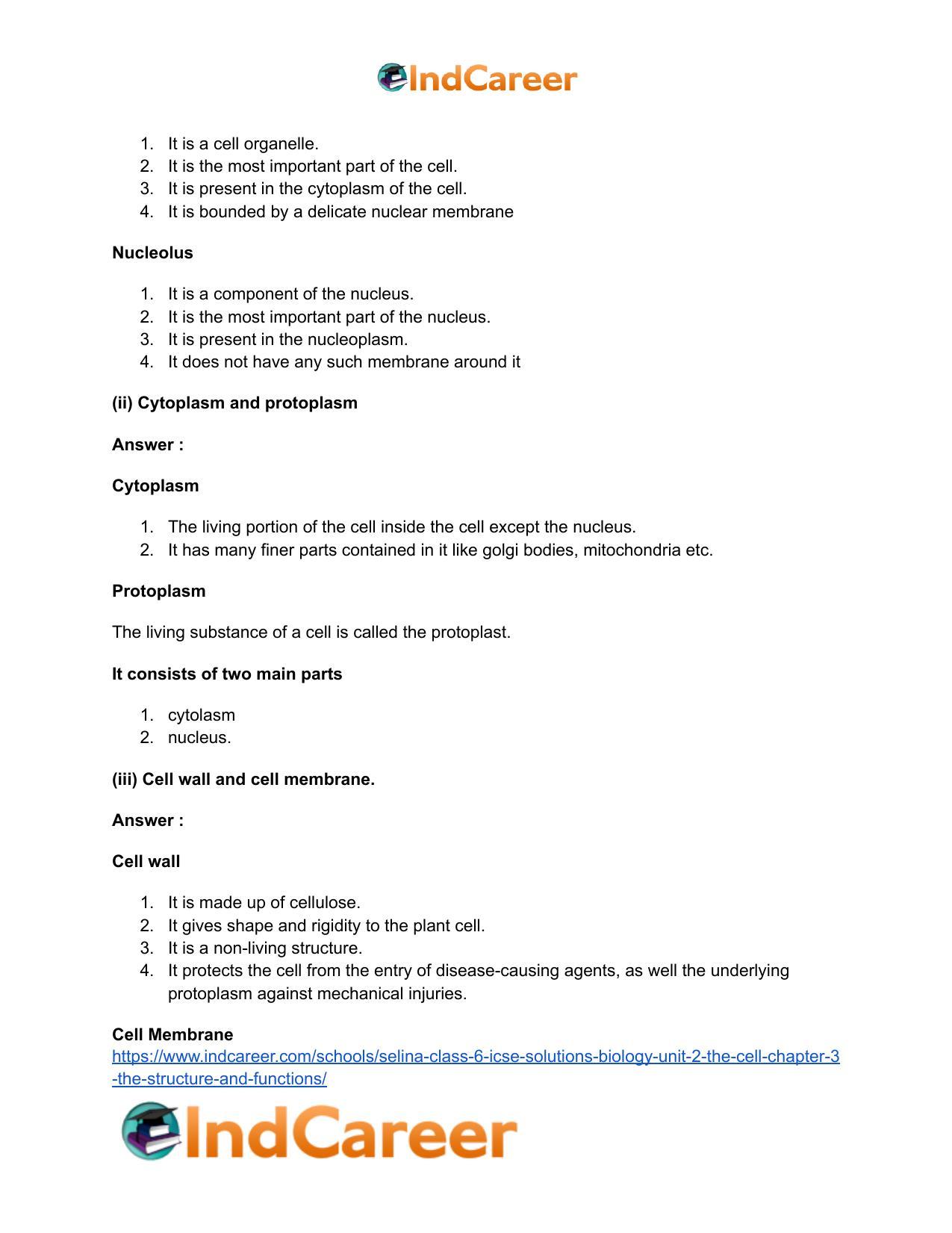 Selina Class 6 ICSE Solutions Biology (Unit 2) - The Cell: Chapter 3- The Structure and Functions - Page 5