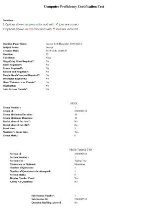 MP CPCT 14th December 2019 Inscript Question Paper Shift 2