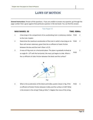CBSE Worksheets for Class 11 Physics Laws of Motion Assignment 3