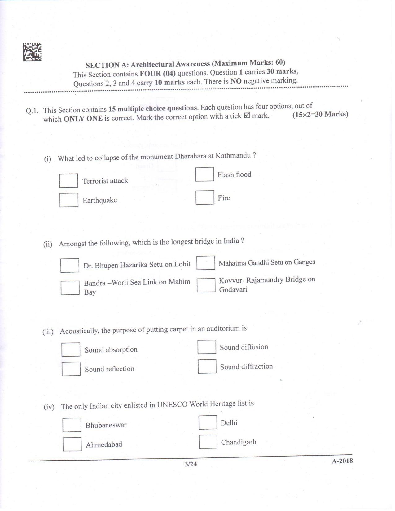 JEE Advanced AAT 2018 Question Paper - Page 3