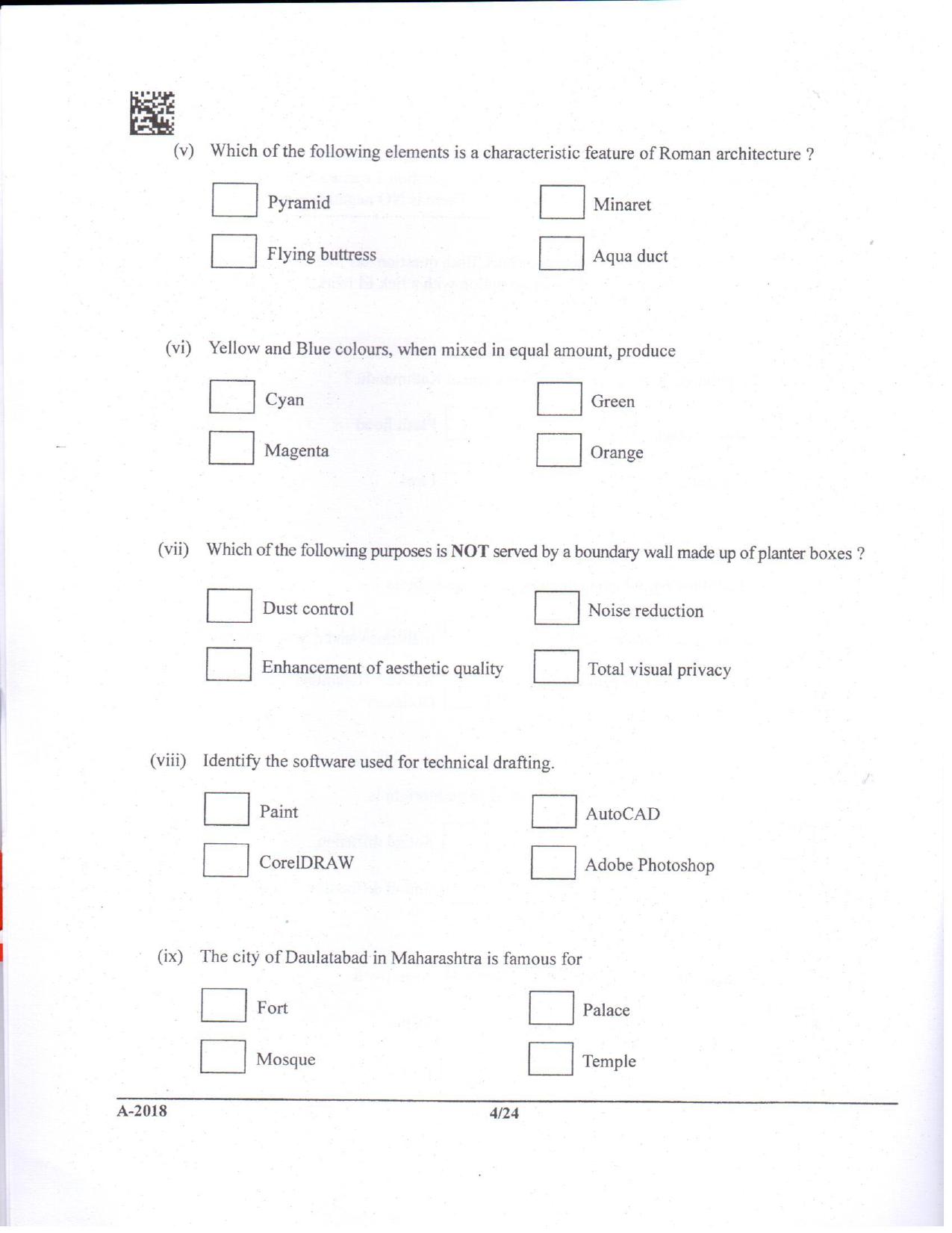JEE Advanced AAT 2018 Question Paper - Page 4