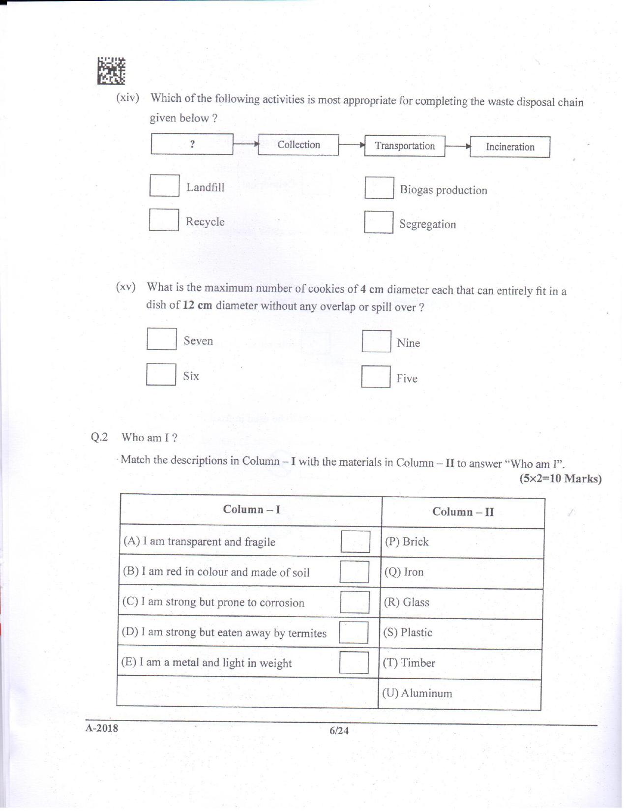 JEE Advanced AAT 2018 Question Paper - Page 6
