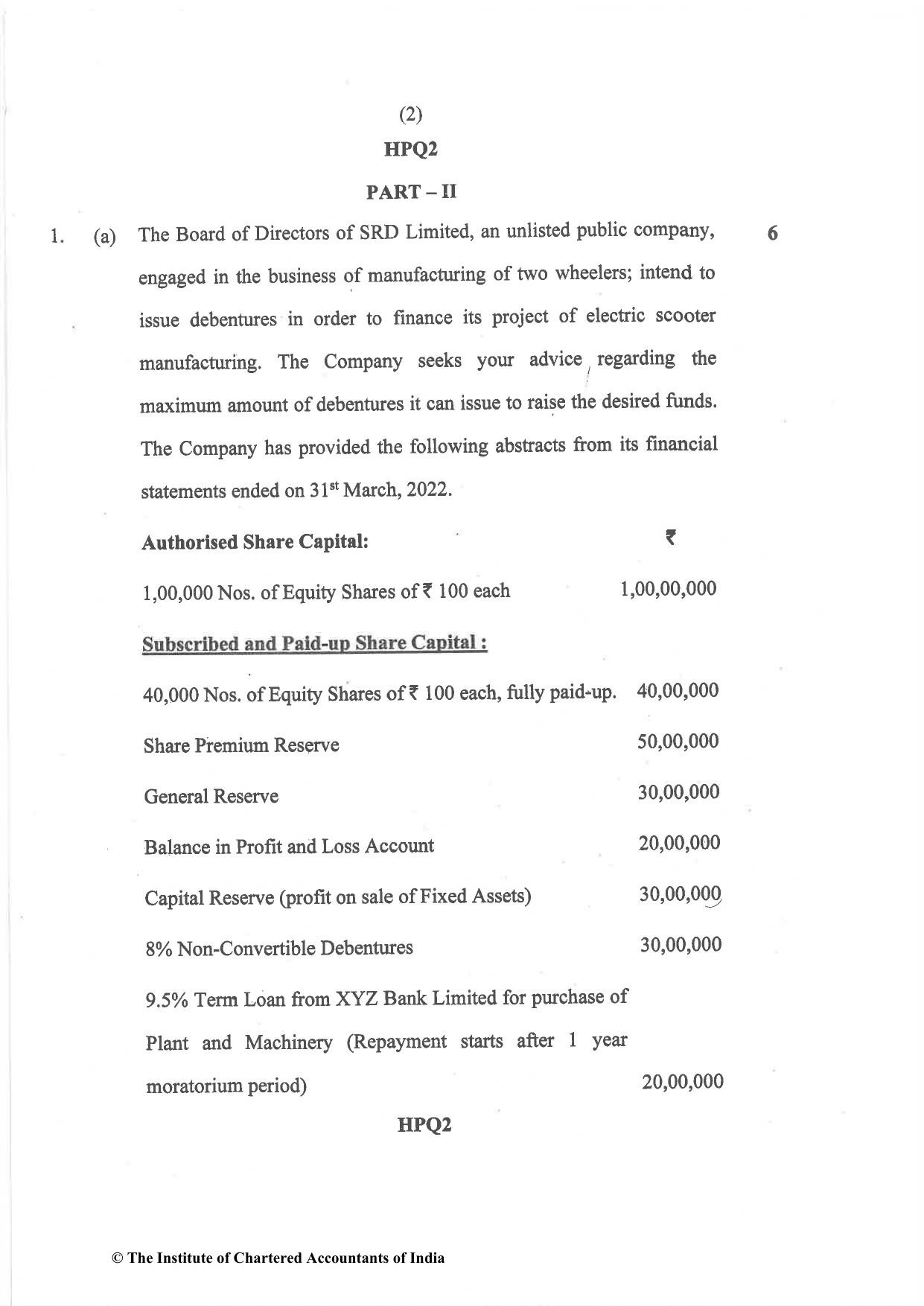 CA Inter Nov 2022 Question Paper - Paper 2 – Corporate and Other Laws - Page 2