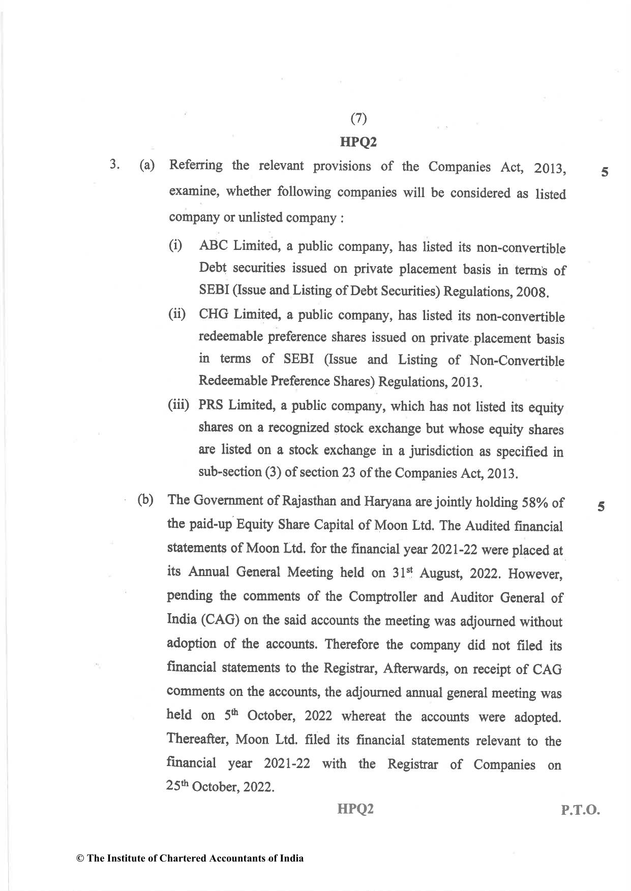 CA Inter Nov 2022 Question Paper - Paper 2 – Corporate and Other Laws - Page 7