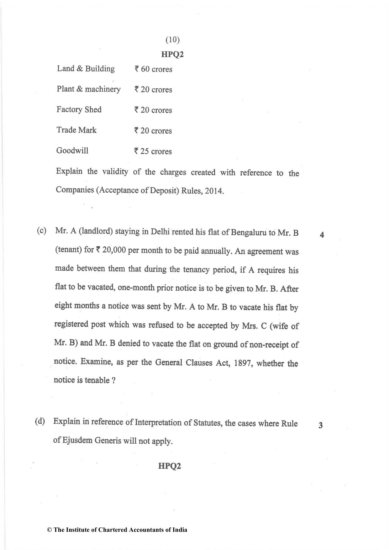 CA Inter Nov 2022 Question Paper - Paper 2 – Corporate and Other Laws - Page 10
