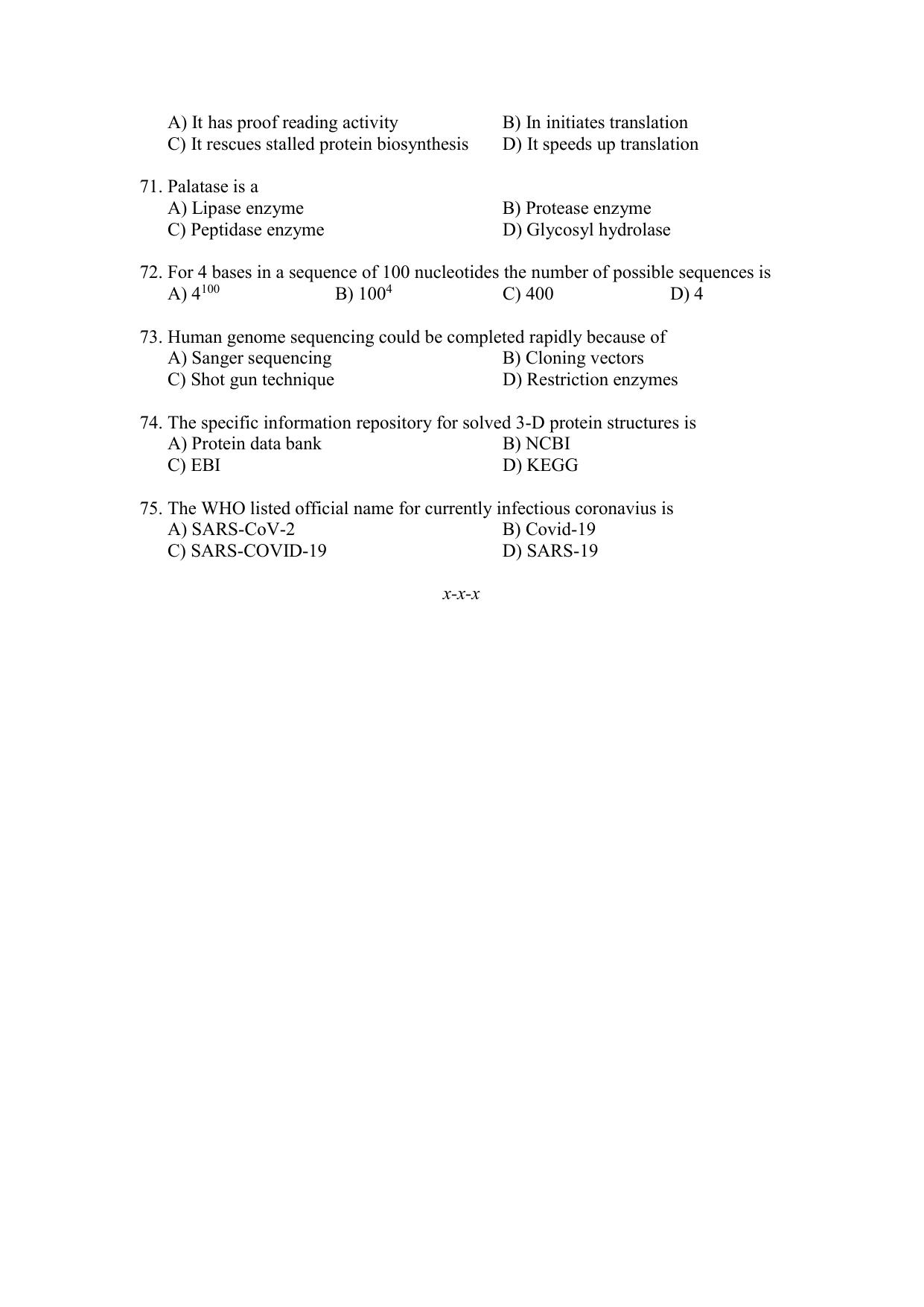 PU CET PG 2021 Question Paper - Page 36