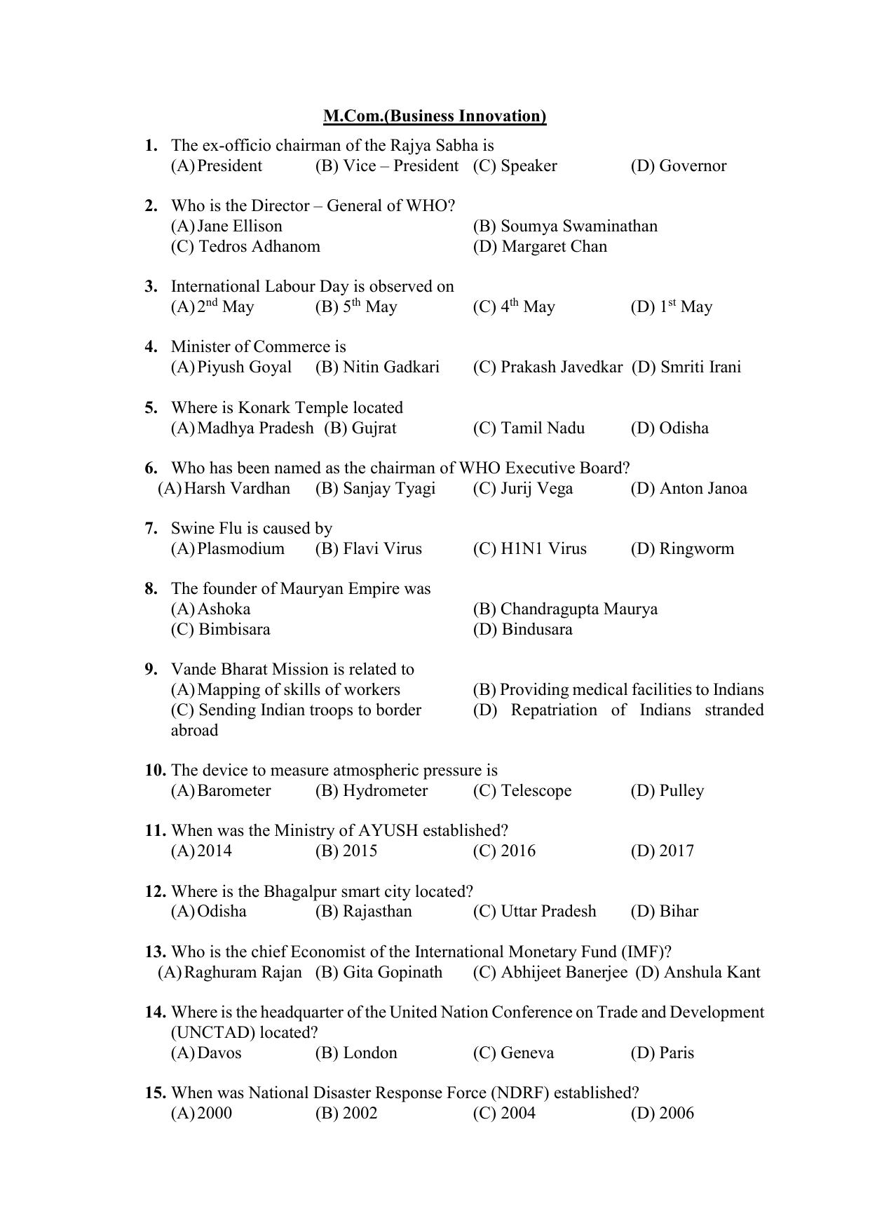PU CET PG 2021 Question Paper - Page 175