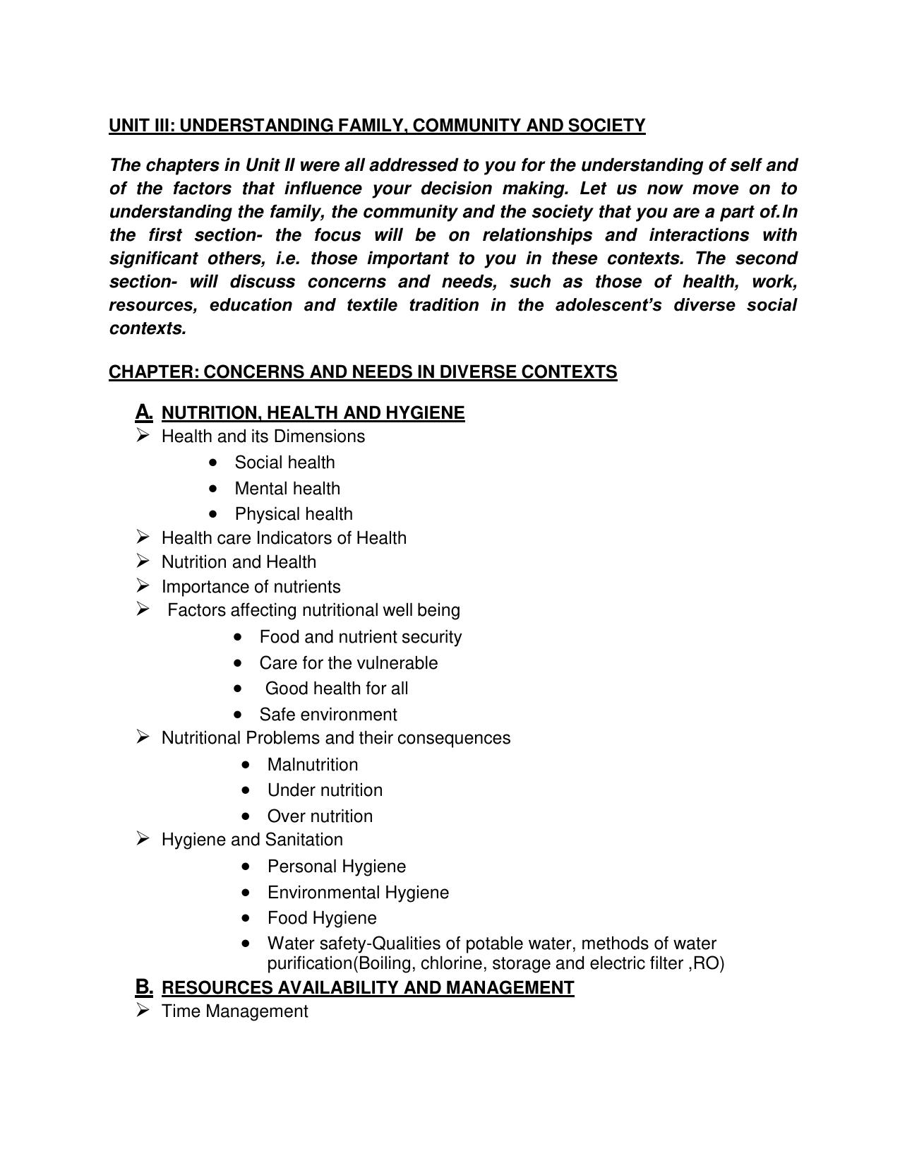 CBSE Class 11 & 12 Home Science Syllabus - Page 10