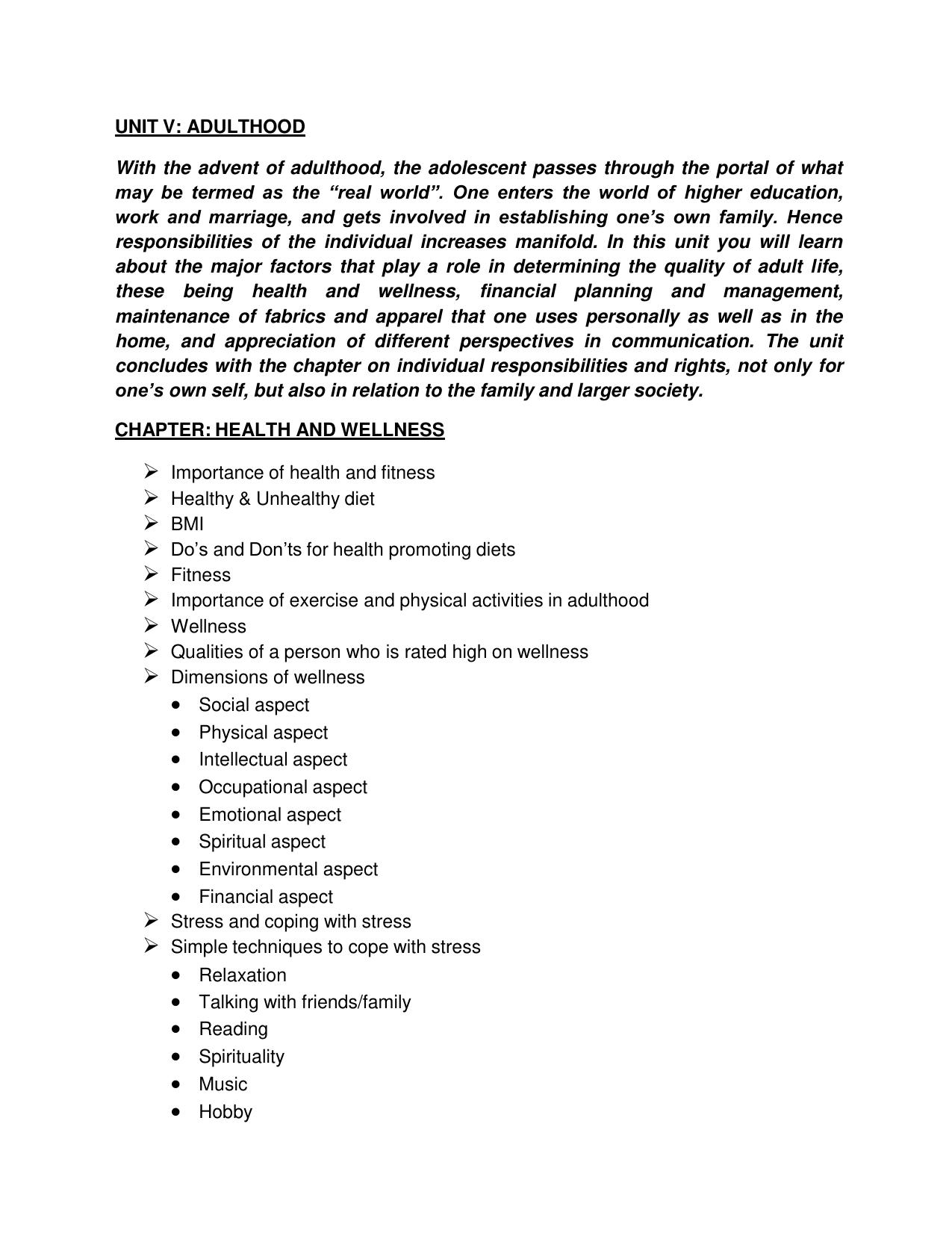 CBSE Class 11 & 12 Home Science Syllabus - Page 15