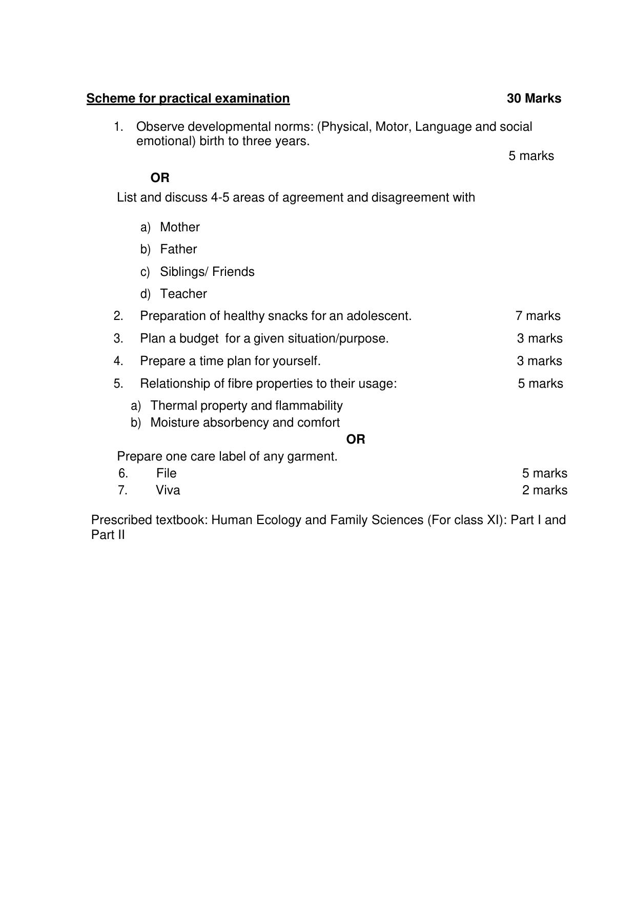 CBSE Class 11 & 12 Home Science Syllabus - Page 20