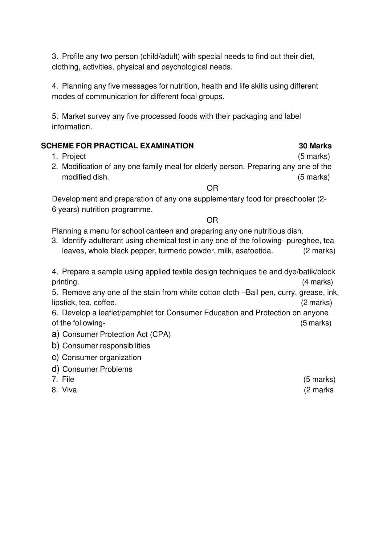 CBSE Class 11 & 12 Home Science Syllabus - Page 30