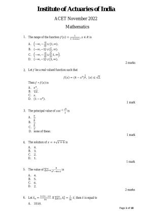 ACET November 2022 Question Papers