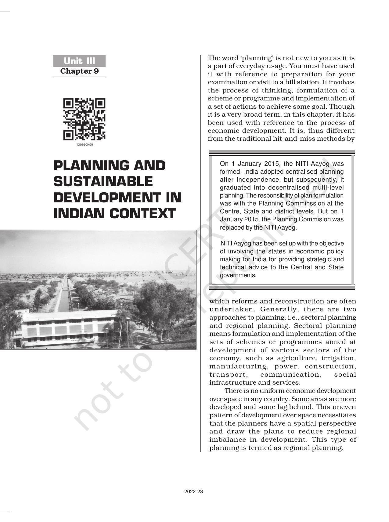 NCERT Book for Class 12 Geography (Part-II) Chapter 9 Planning and Sustainable Development in the Indian Context - Page 1