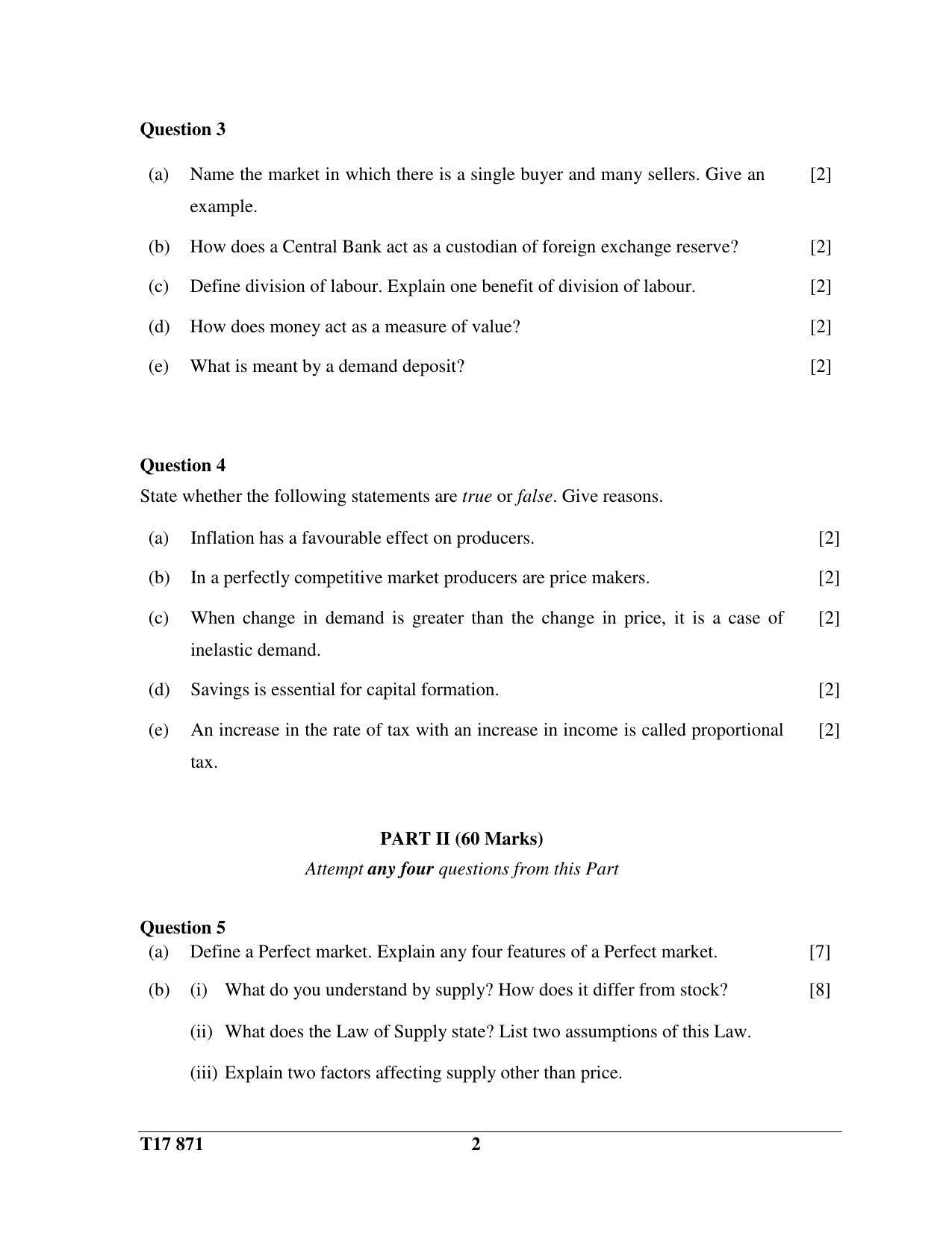 ICSE Class 10 ECONOMIC APPLICATIONS 2017 Question Paper - Page 2