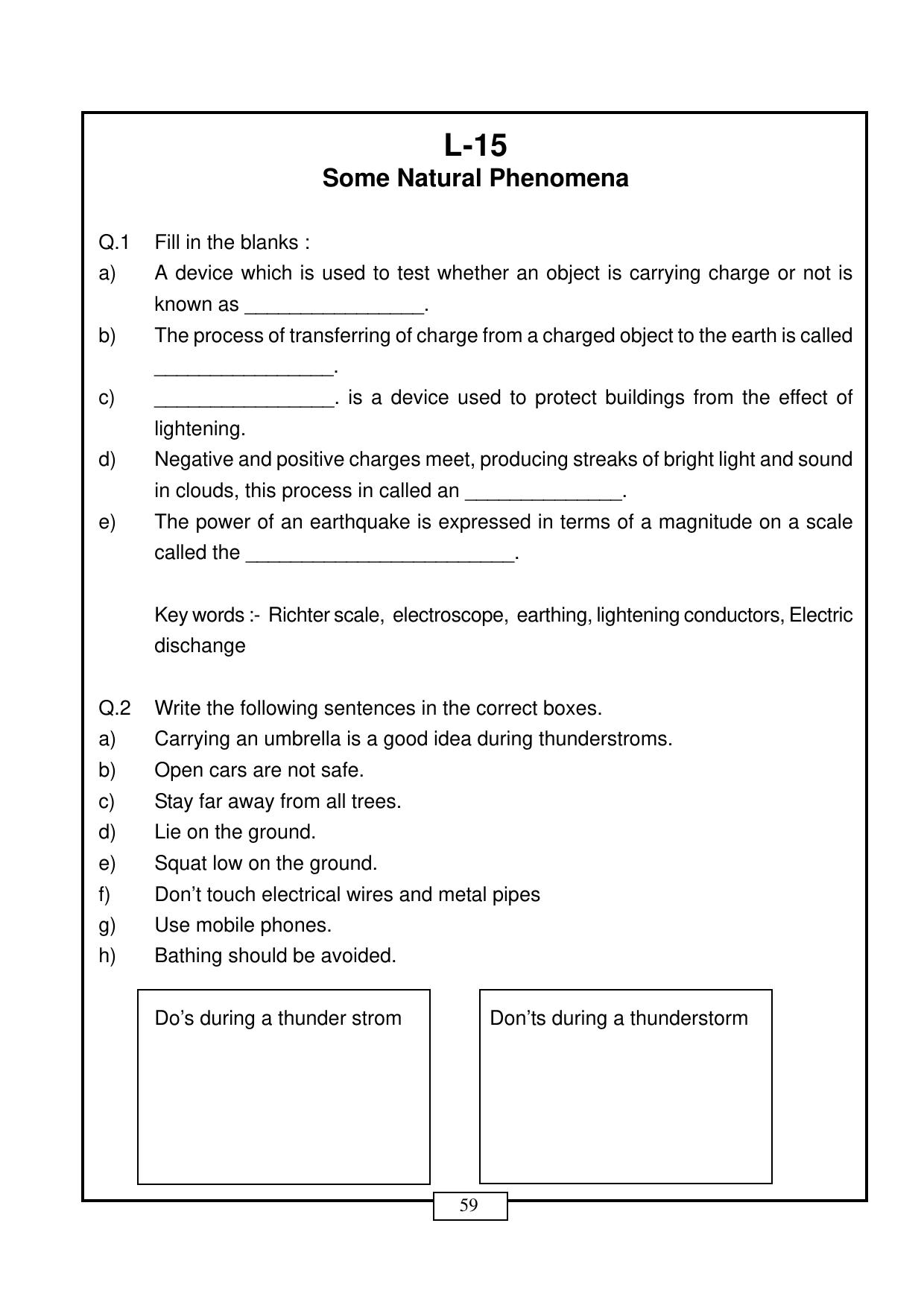CBSE Worksheets for Class 8 Science Some Natural Phenomena Part B Assignment - Page 1