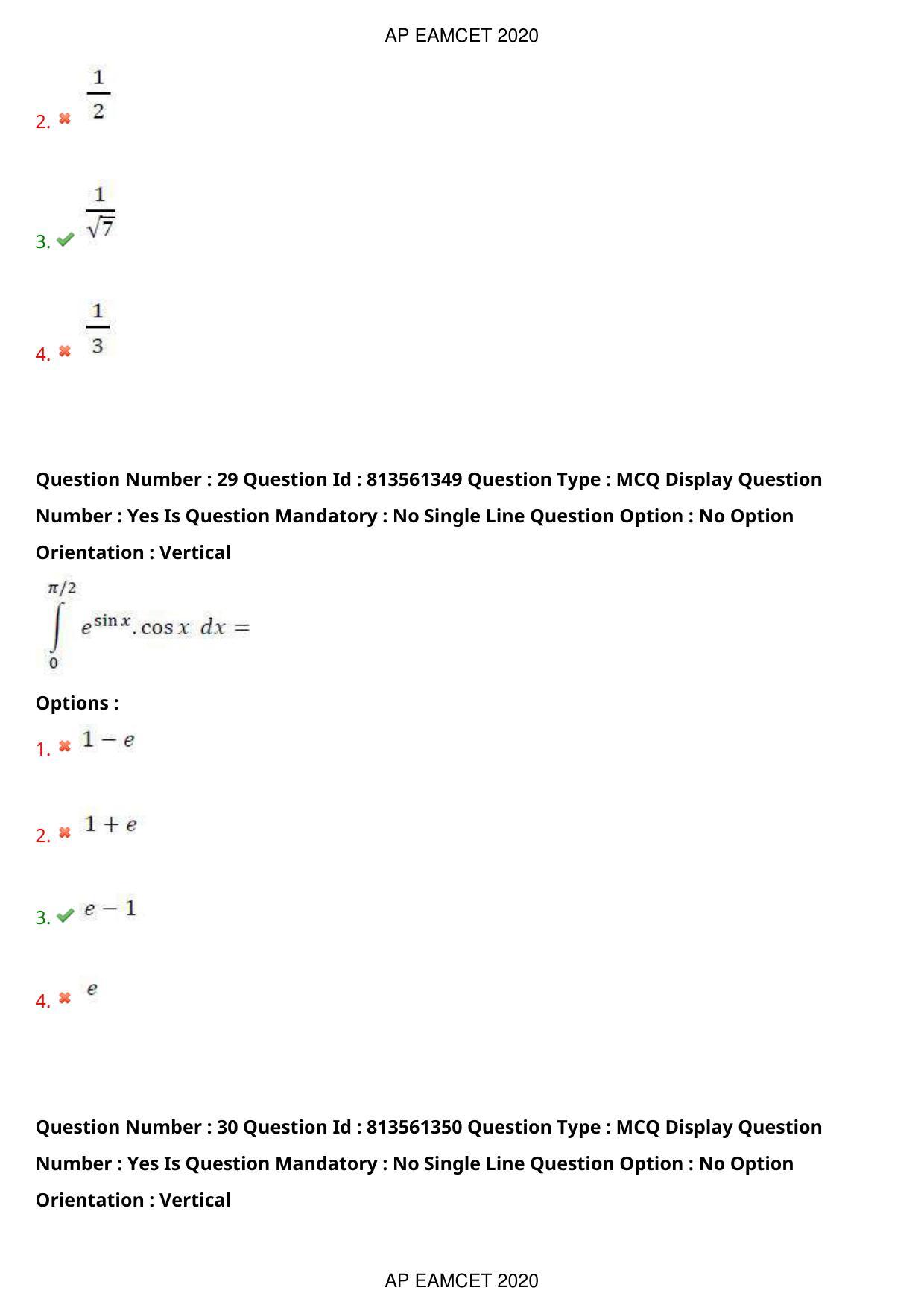 AP EAPCET 2020 - September 18, 2020- Shift 1 - Master Engineering Question Paper With Preliminary Keys - Page 22
