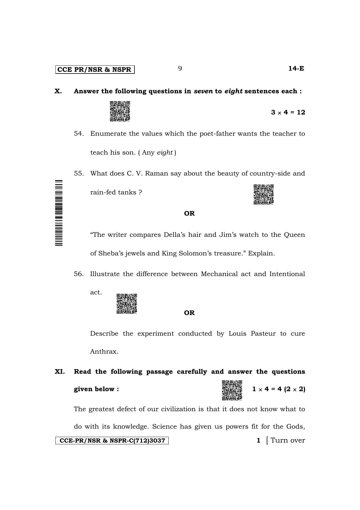 Karnataka SSLC First Language English Supplementary Exam Question Paper 2023 (C Version) - Page 9