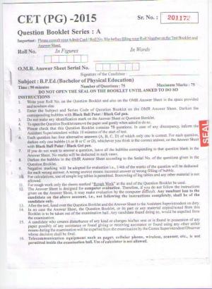 PU CET PG 2015: B.P.Ed Question Paper