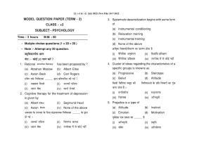 HP Board Class 12 Psychology Model Paper