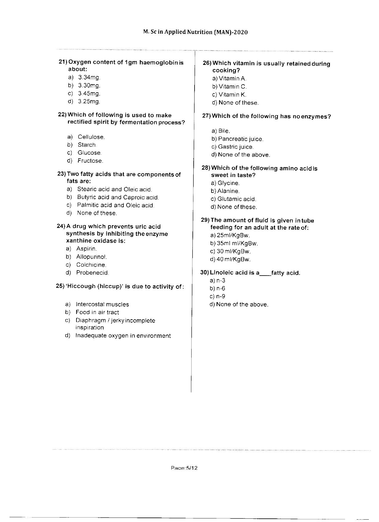 WBJEEB JEMAS (PG) 2020 MAN Question Paper - Page 5