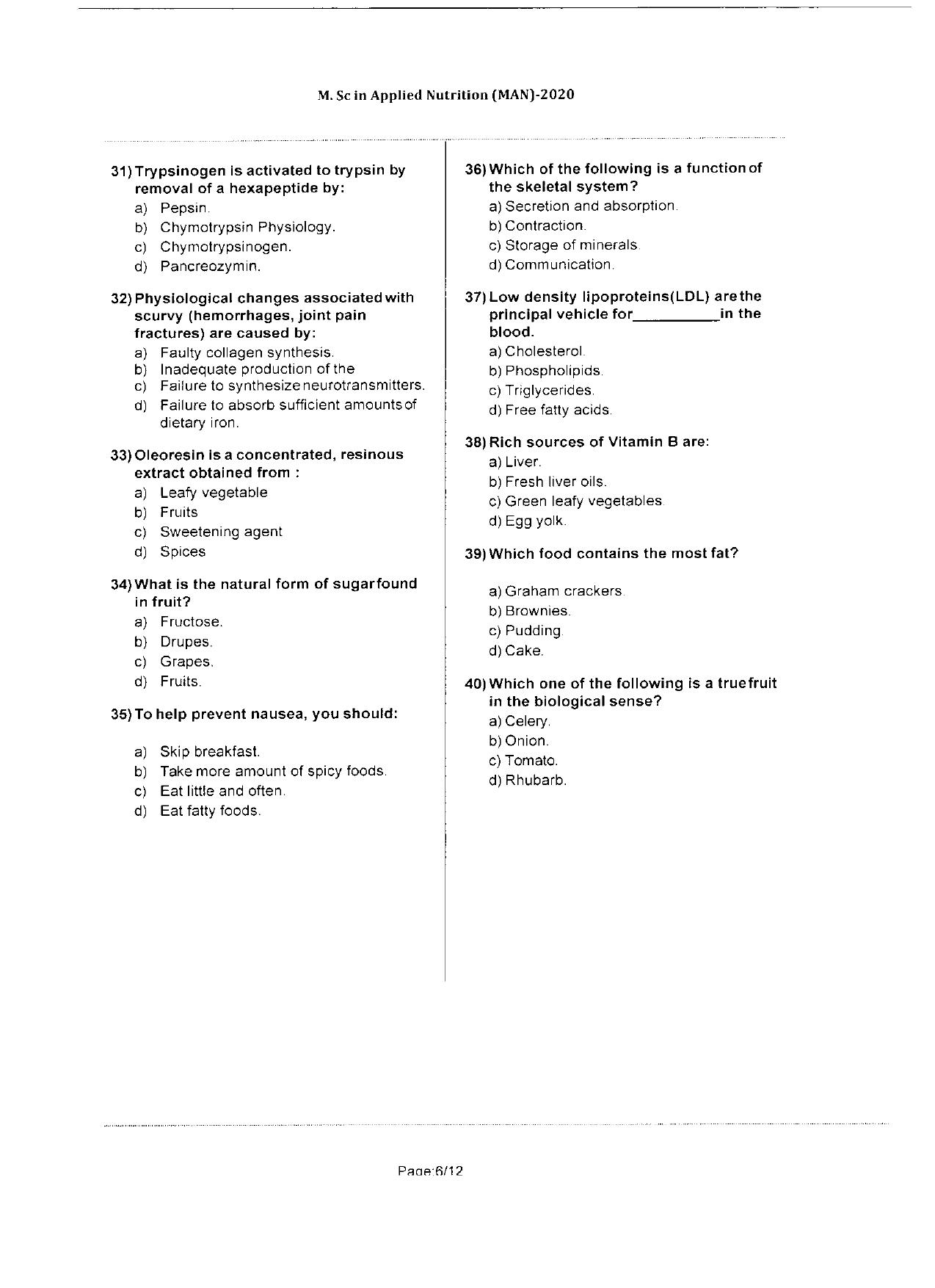 WBJEEB JEMAS (PG) 2020 MAN Question Paper - Page 6