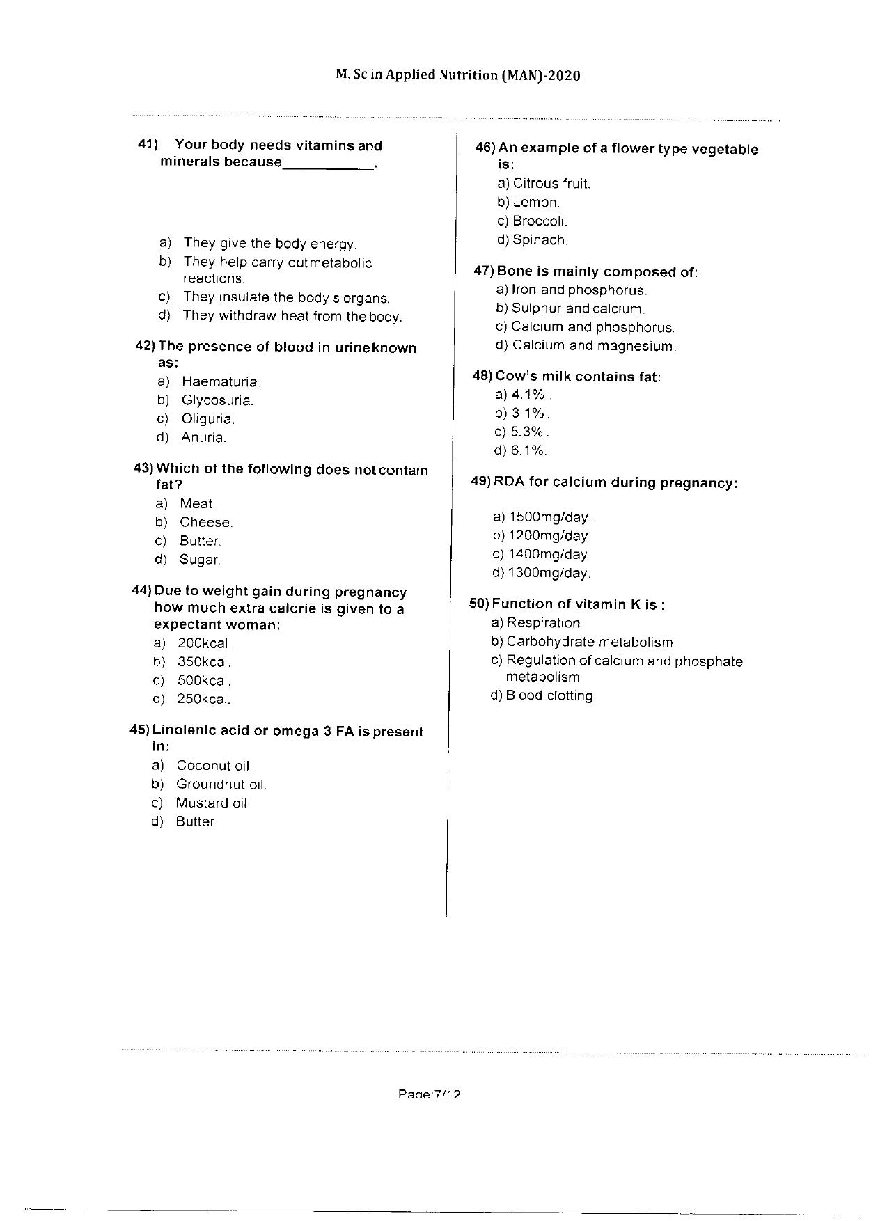 WBJEEB JEMAS (PG) 2020 MAN Question Paper - Page 7