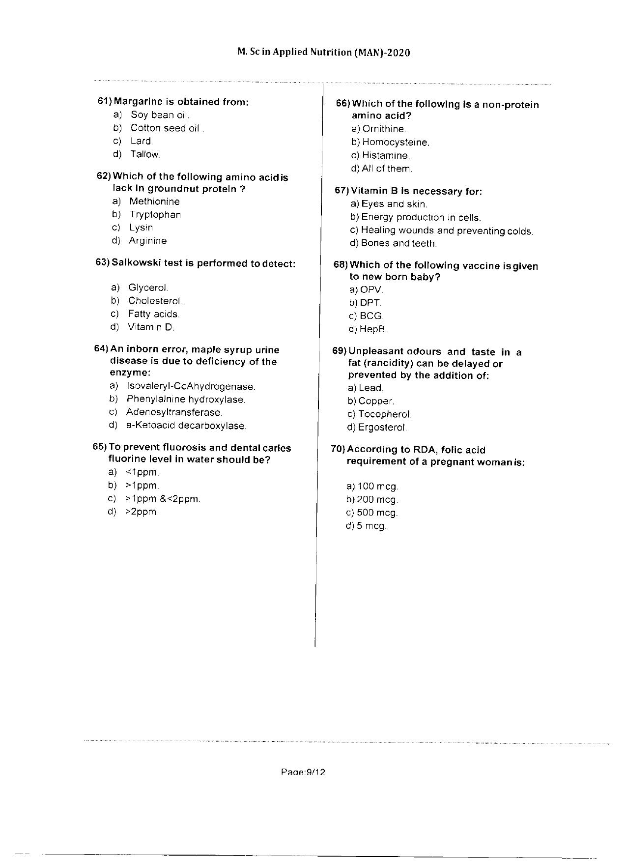 WBJEEB JEMAS (PG) 2020 MAN Question Paper - Page 9