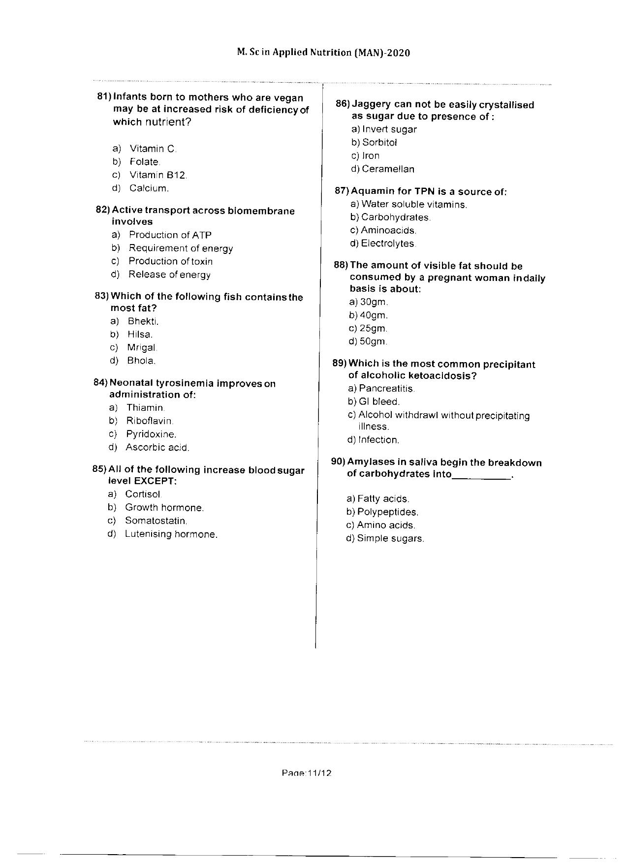 WBJEEB JEMAS (PG) 2020 MAN Question Paper - Page 11