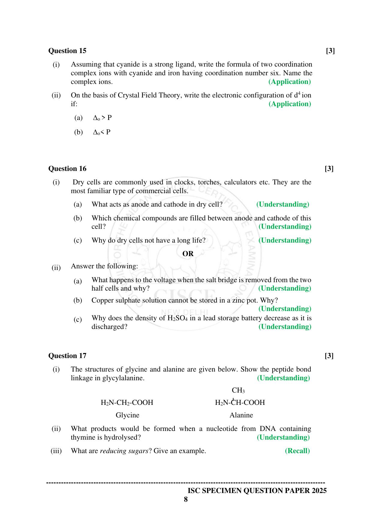 ISC Class 12 2025 CHEMISTRY (SQP & AK) Specimen Paper - Page 8