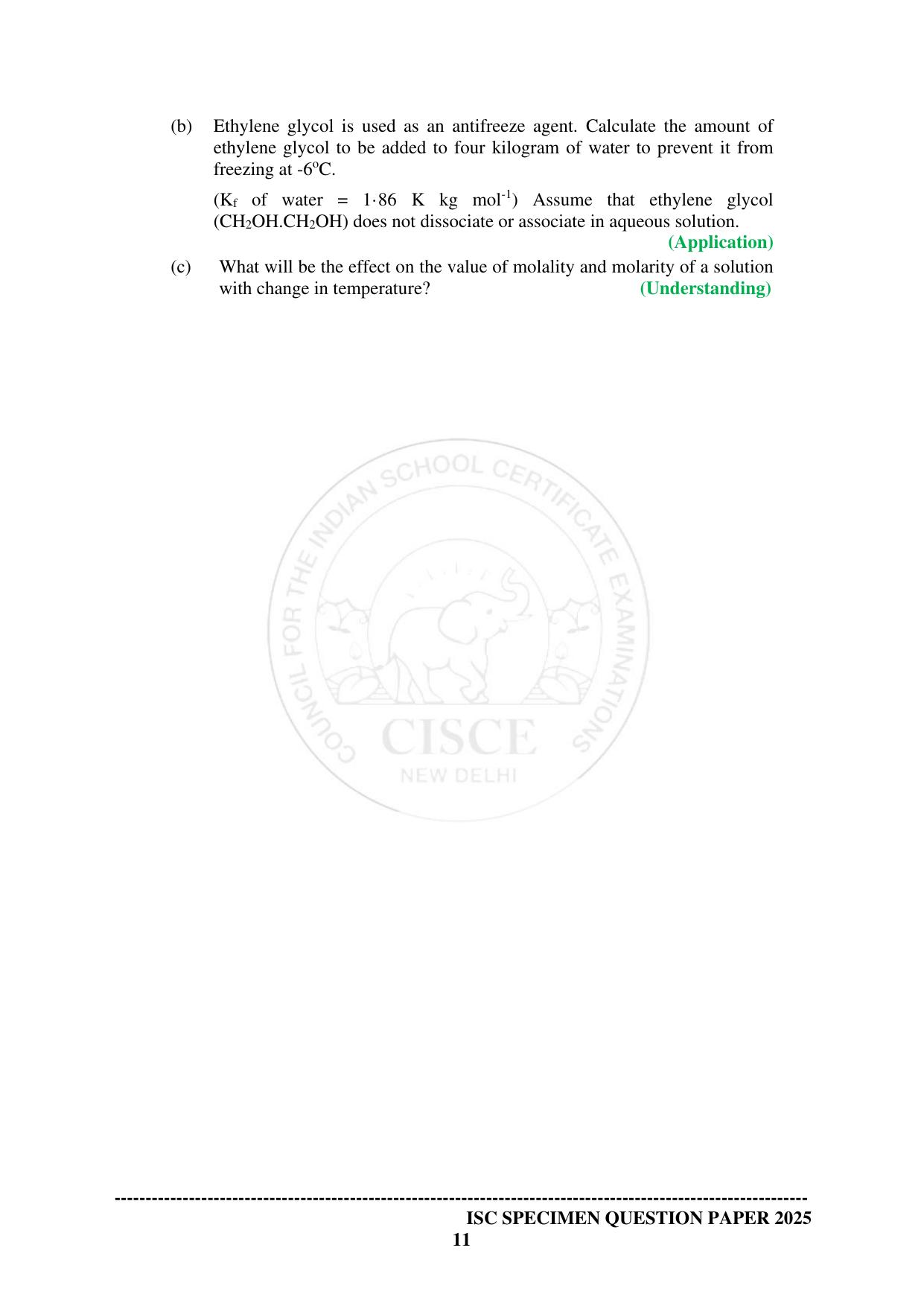 ISC Class 12 2025 CHEMISTRY (SQP & AK) Specimen Paper - Page 11