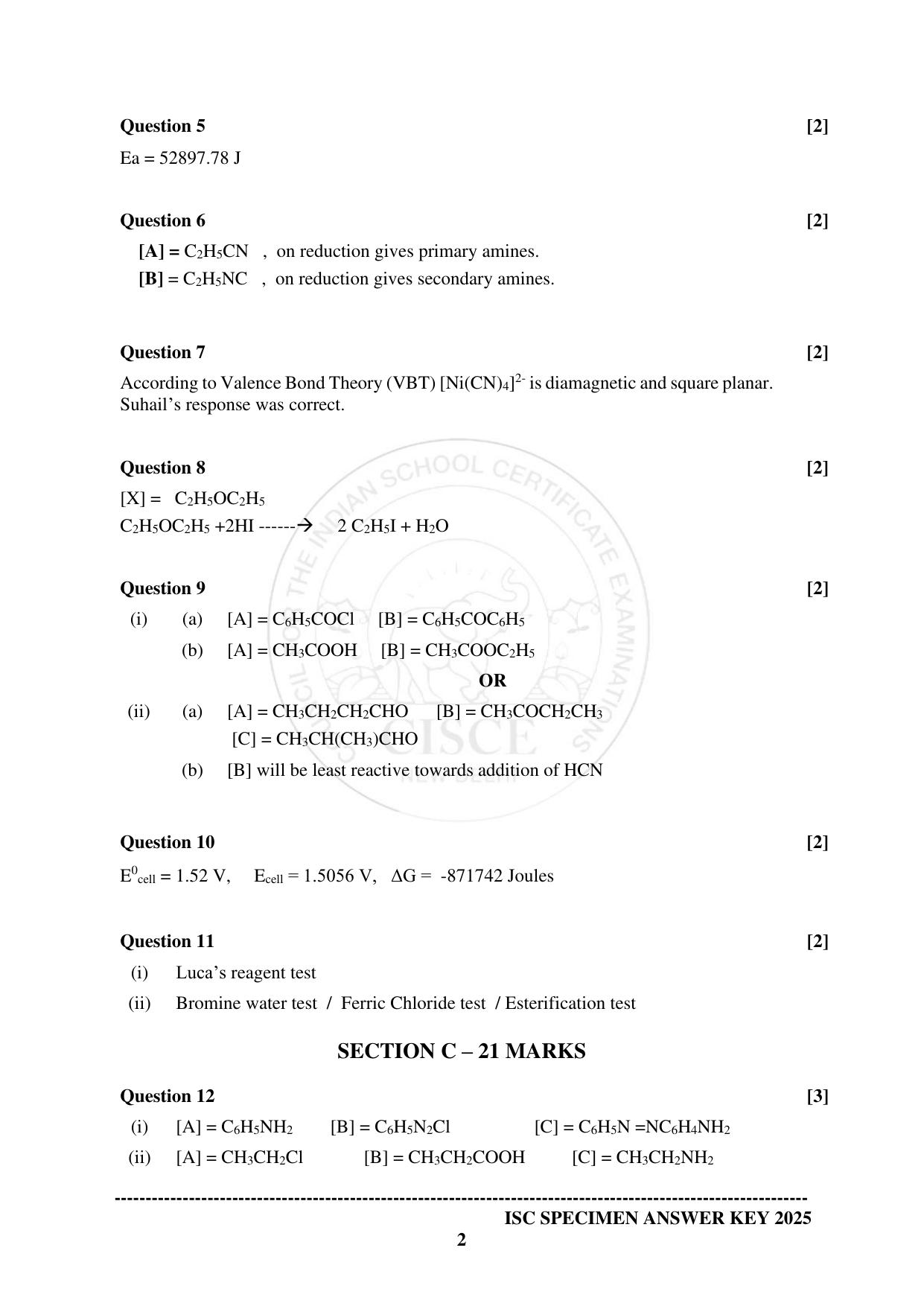 ISC Class 12 2025 CHEMISTRY (SQP & AK) Specimen Paper - Page 13